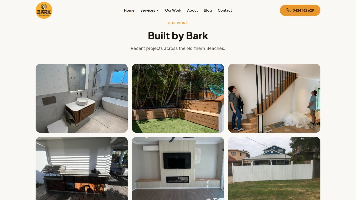 Bark Construction project portfolio gallery