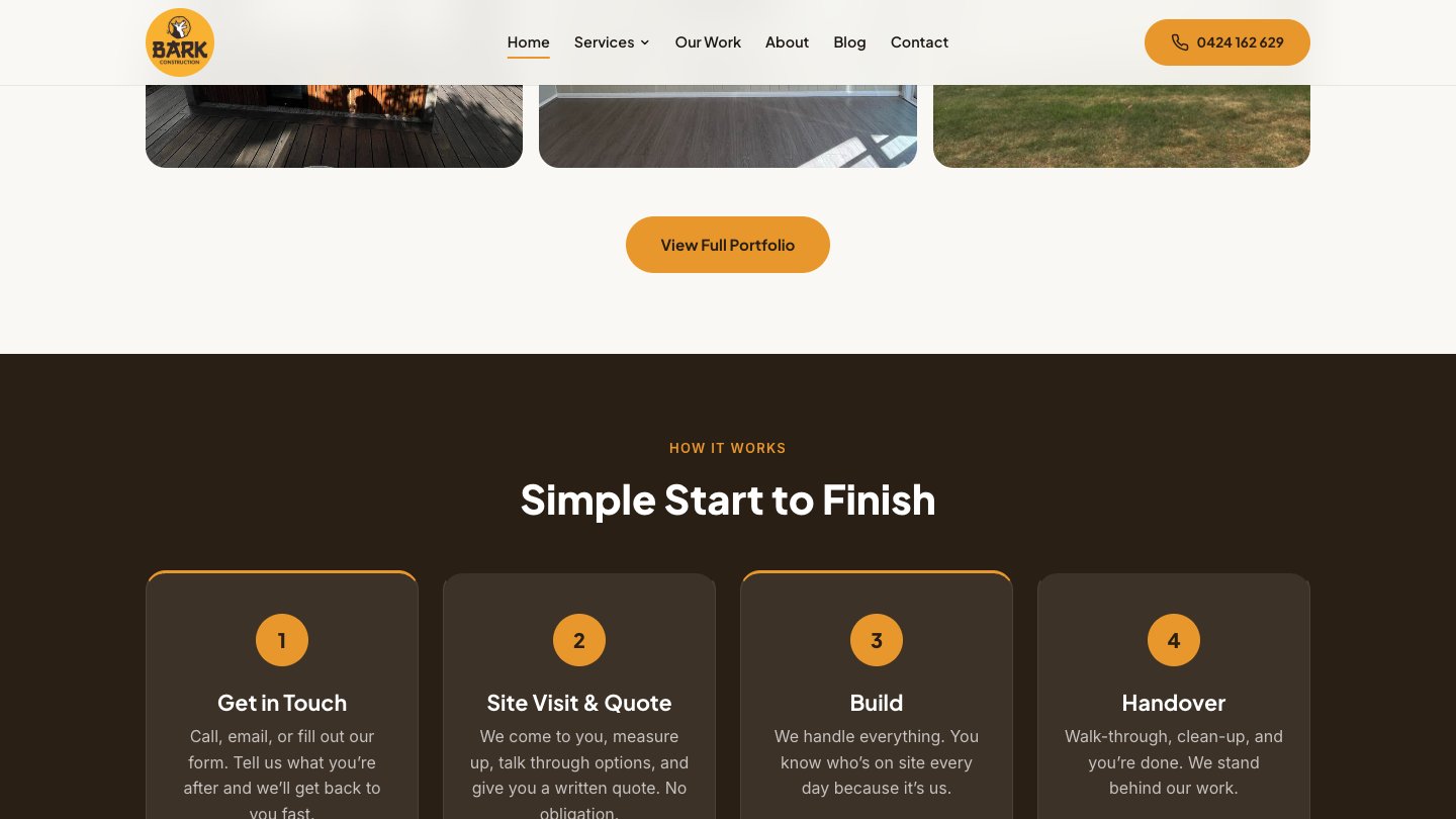 Bark Construction four-step process from enquiry to completion
